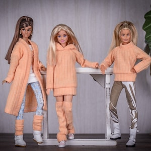 PREORDER Brushed Rib  for 1/6 scale doll clothes to fit Poppy Parker or other similar 1/6 fashion doll clothes. Tangerine
