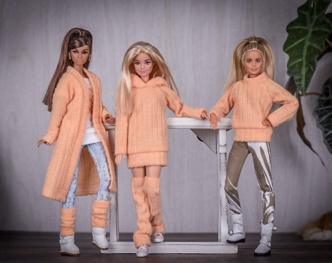 PREORDER Brushed Rib  for 1/6 scale doll clothes to fit Poppy Parker or other similar 1/6 fashion doll clothes. Tangerine