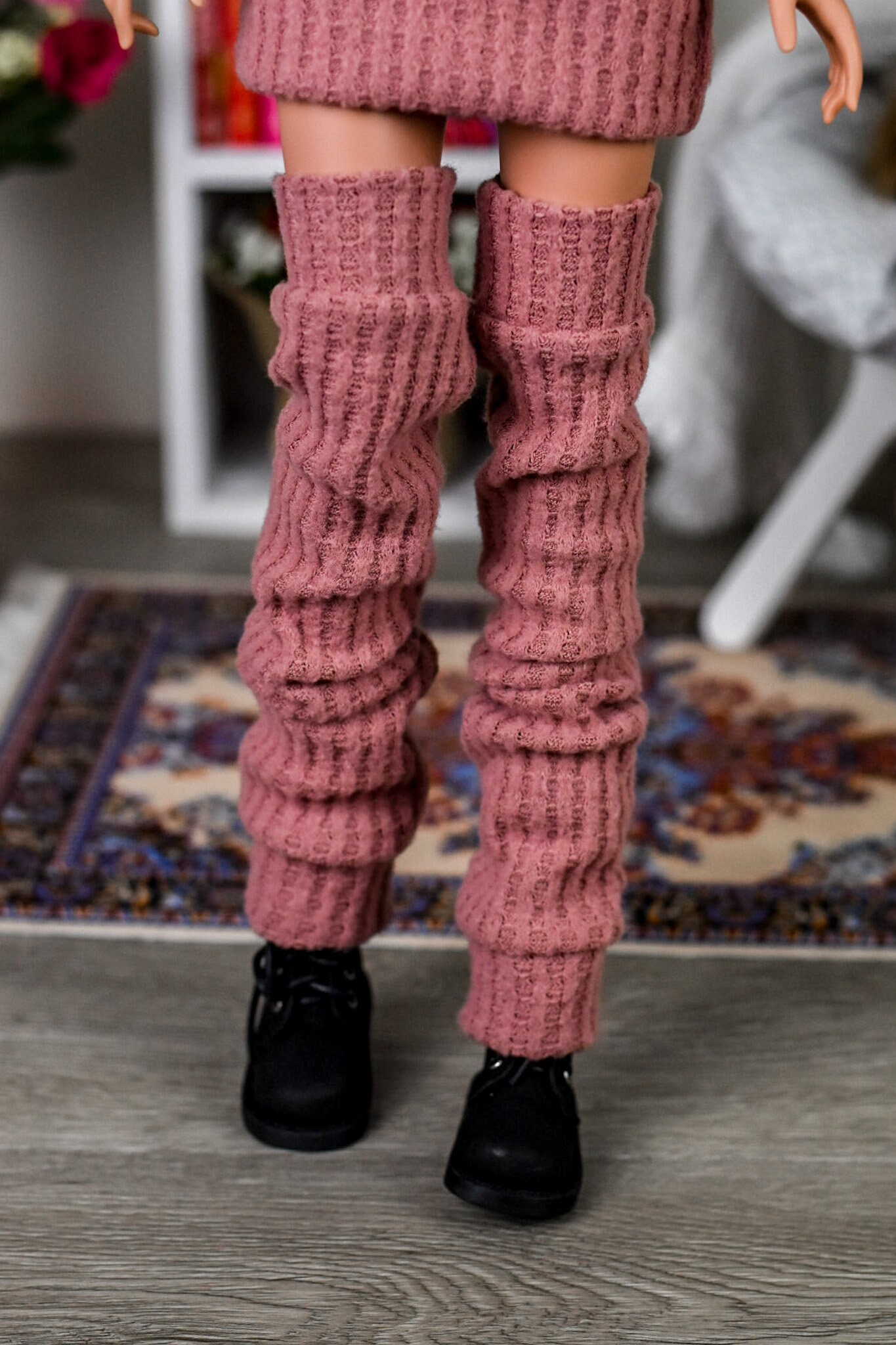 High thigh leg warmers for bjd 1/3 scale doll like Smart Doll mauve