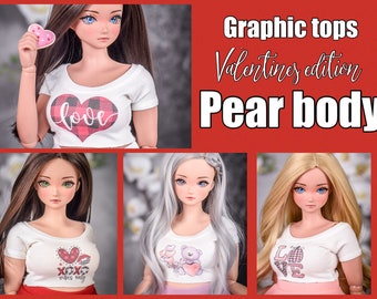 PRÉCOMMANDE Graphic crop top Pear body top pour bjd 1/3 échelle poupée comme Smart Doll poire corps