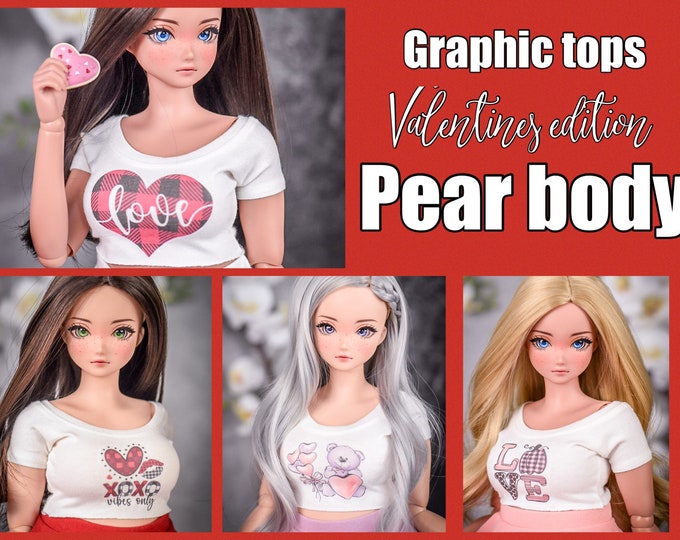 PREORDER Graphic crop top Pear body top  for bjd 1/3 scale doll like Smart Doll pear body