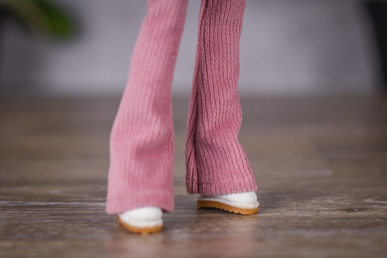 PREORDER Corduroy pants for 1/6 scale doll clothes to fit Poppy Parker or other similar 1/6 fashion doll clothes. Mauve