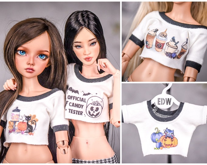 PREORDER Graphic Crop top to fit Minifee JoyDoll other bjd 1/4 scale doll Fall/Halloween tops