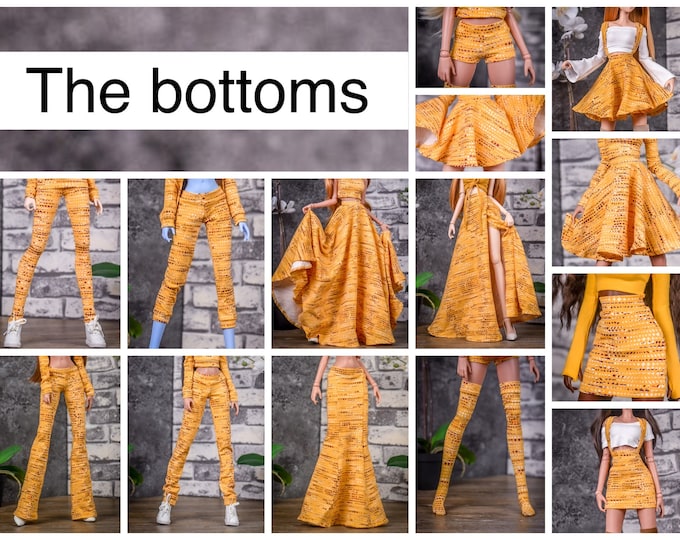 PREORDER The bottoms  Basic Collection to fit Smart Doll or other similar 1/3 scale dolls. Print Fall orchid