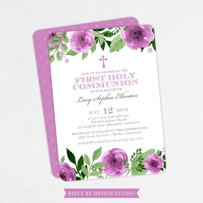First Communion Invitation First Holy Communion Invitation Etsy