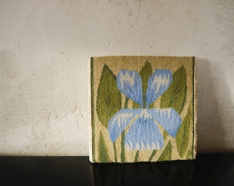 Lovely Swedish Flower Tapestry on Board / Vintage Swedish Handwoven Art / Colorful Swedish Tapestry Mounted on Board