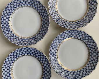 Vintage Lomonosov Imperial Porcelain Cobalt Net Tea Trio - Etsy