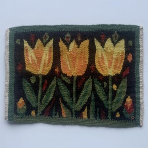 Lovely Tapestry with the Tulips / Vintage Swedish Handwoven Tapestry / Swedish Wall Hanging