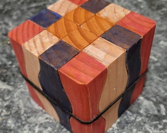 Rompecabezas patriótico rústico - Rompecabezas de madera 3D - Rompecabezas Montessori de madera - Rompecabezas rojo, blanco y azul - Rompecabezas patriótico - Corte 4x4