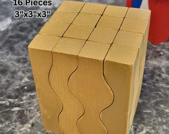 Rompecabezas de bloques de madera dorados, rompecabezas de bloques 3D, corte 4x4, rompecabezas educativo