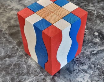 Rompecabezas de bloques de madera patrióticos, rompecabezas de bloques 3D, corte 4x4, rompecabezas educativo