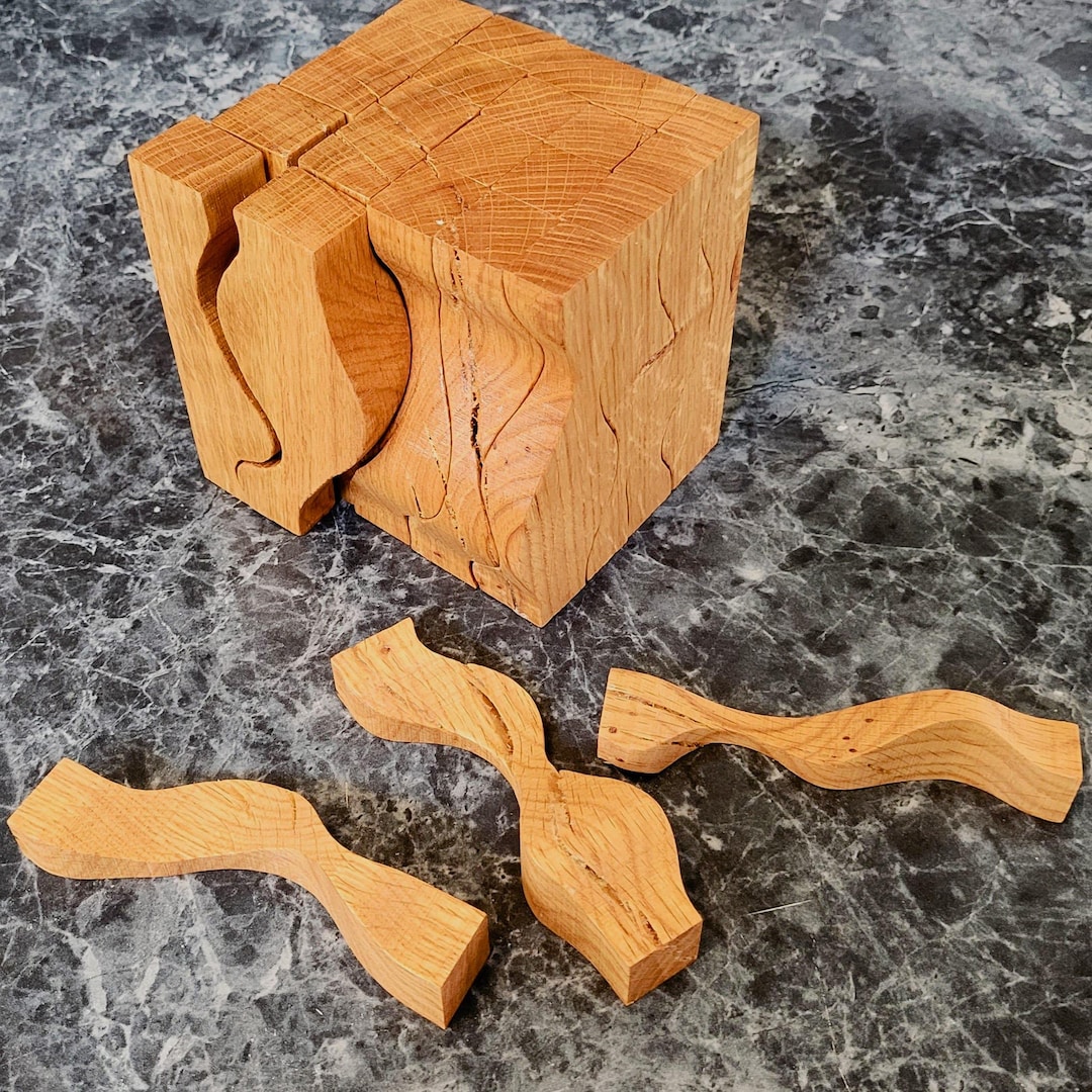 Wooden Puzzle Block - Oak Set - 5x5 Cut Pattern - Montessori Style - Etsy