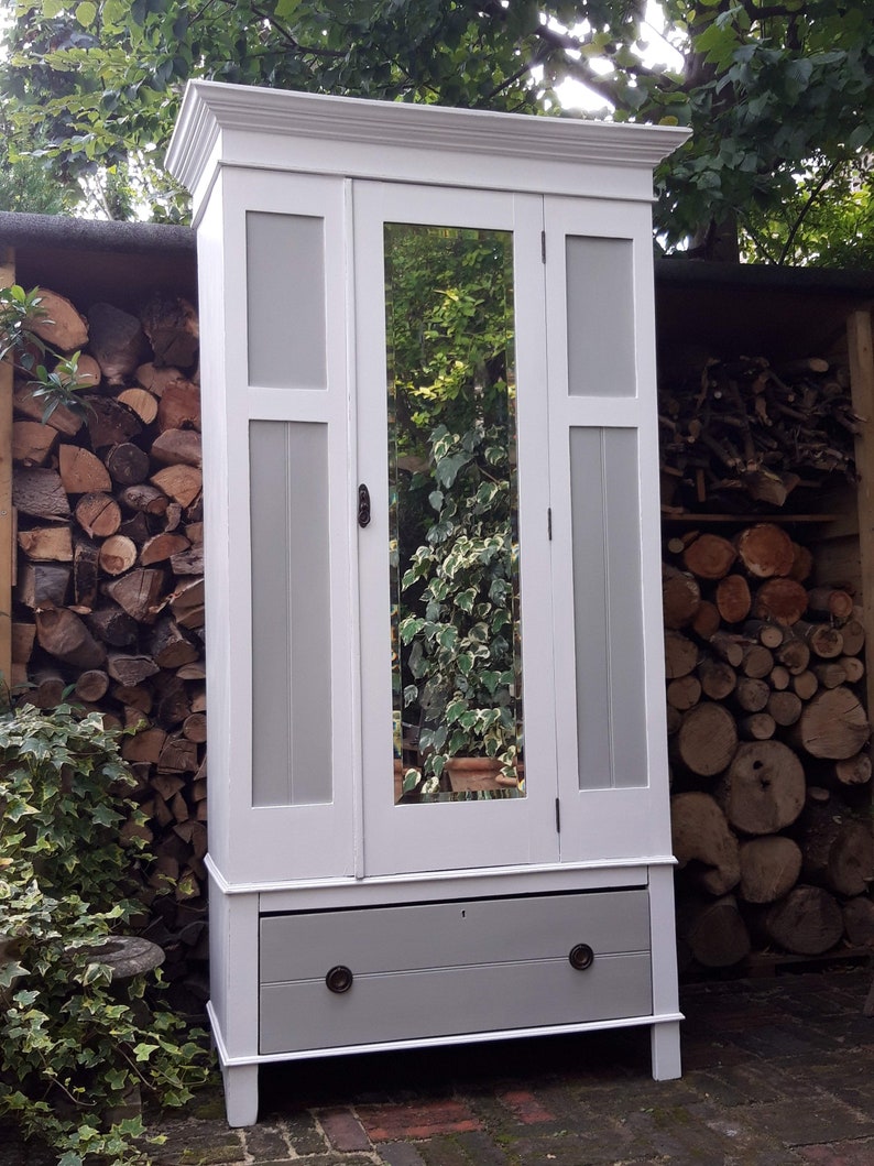 Vintage Old Pine Hand Painted Wardrobe Hall Cupboard Etsy