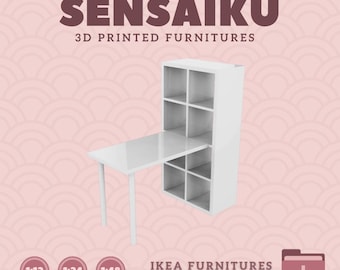 Miniature Replica KALLAX Shelf Unit with Desk for Miniature Dollhouse - IKEA (1:12,24,48) - 3D Print Instant Download