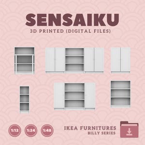 Miniature Replica BILLY Furniture Series - IKEA (1:12,24,48) - 3D Print Instant Download