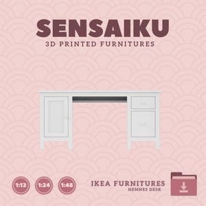 Miniature Replica HEMNES Desk for Miniature Dollhouse - IKEA (1:12,24,48) - 3D Print Instant Download