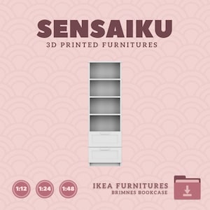 Miniature Replica BRIMNES Bookcase for Miniature Dollhouse - IKEA (1:12,24,48) - 3D Print Instant Download
