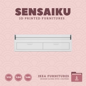 May include: White daybed with two drawers, 3D printed furniture, IKEA furniture, BRIMNES DAYBED WITH 2 DRAWERS