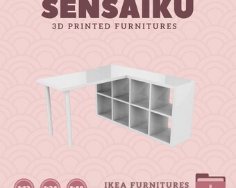 Miniature IKEA KALLAX Shelf with Desk: 3D Print Dollhouse (Digital Download)