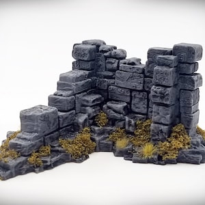 Ancient Ruins - &quot;Basic Corner Wall B&quot; – Wargame Terrain - Miniature Wargaming - tabletop RPG D&D AOS scatter terrain, scenery