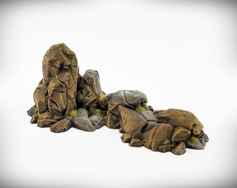 Craggy Outcropping F STL File-Craggy Hills-Wargame Terrain Miniature tabletop RPG D&D AOS rock formation scatter terrain scenery 3D printing