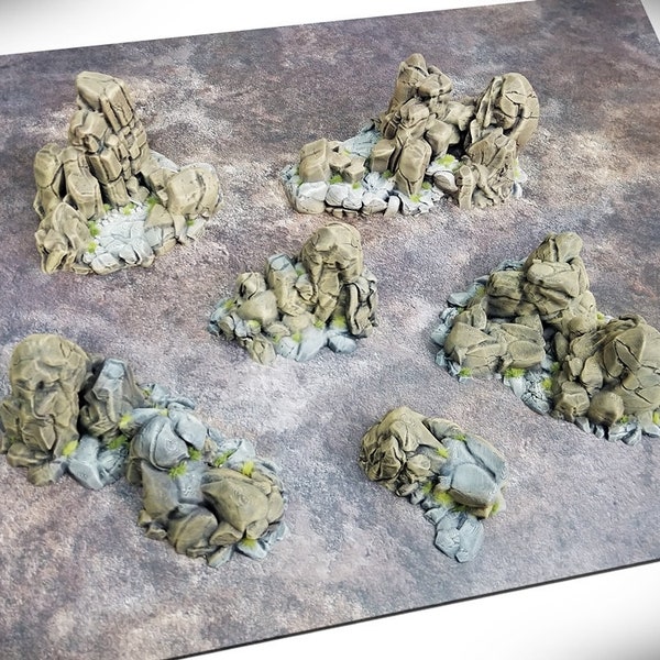 Bundles - "Craggy Outcroppings" (6 pieces) - Wargame Terrain - Miniature Wargaming, RPG D&D AOS rock formation scatter terrain