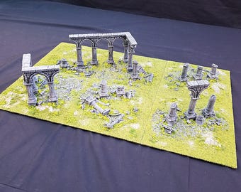 Rugged Hills Design Master Tiles - Ancient Ruined Columns Module – Wargame Terrain- Miniature- tabletop RPG D&D AOS scatter terrain, scenery