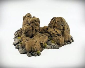 Craggy Outcropping C STL File-Craggy Hills-Wargame Terrain Miniature tabletop RPG D&D AOS rock formation scatter terrain scenery 3D printing