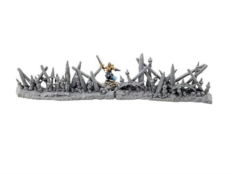 Warhammer Warcry Spiked Barricades & Bridges Set – 6 Barricades, 2 Bridges – Unpainted