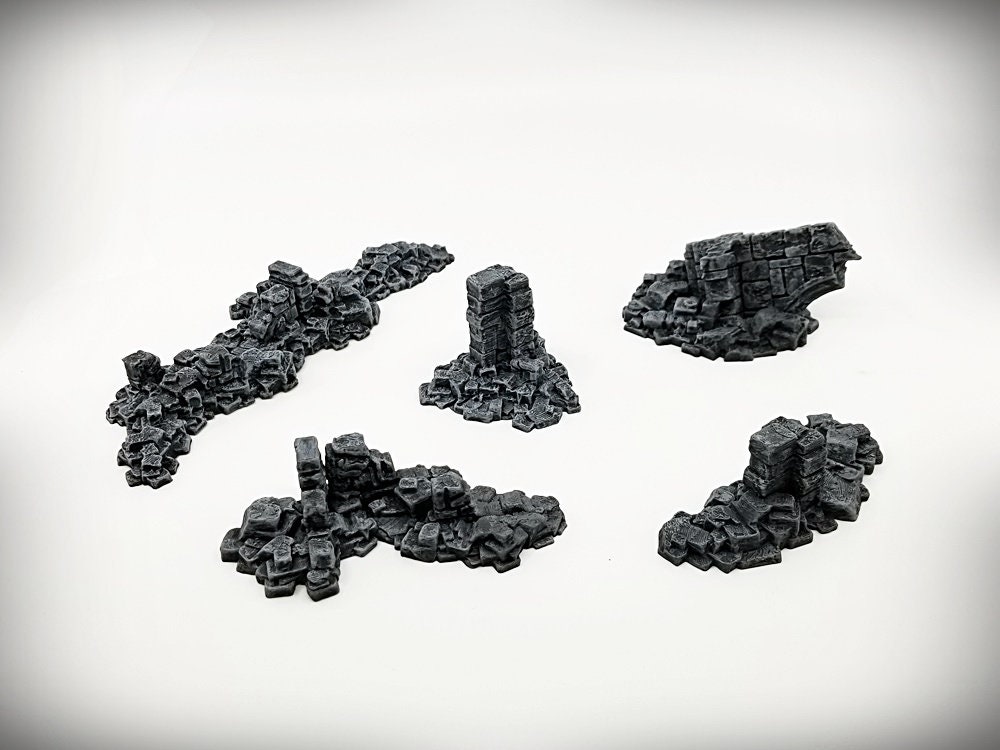 Rubble Pile Bundle STL File - Ancient Ruins - Wargame Terrain Miniature Wargaming tabletop RPG D&D AOS scatter terrain scenery 3D printing