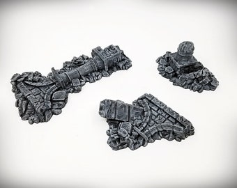 Ancient Ruins - Ruined Columns - &quot;Rubble Piles Bundle&quot; - 3 pieces– Wargame Terrain - tabletop RPG D&D AOS scatter terrain, scenery