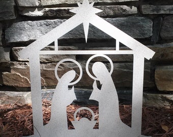 Christmas Nativity Yard Art including Baby Jesus, Mary & Joseph