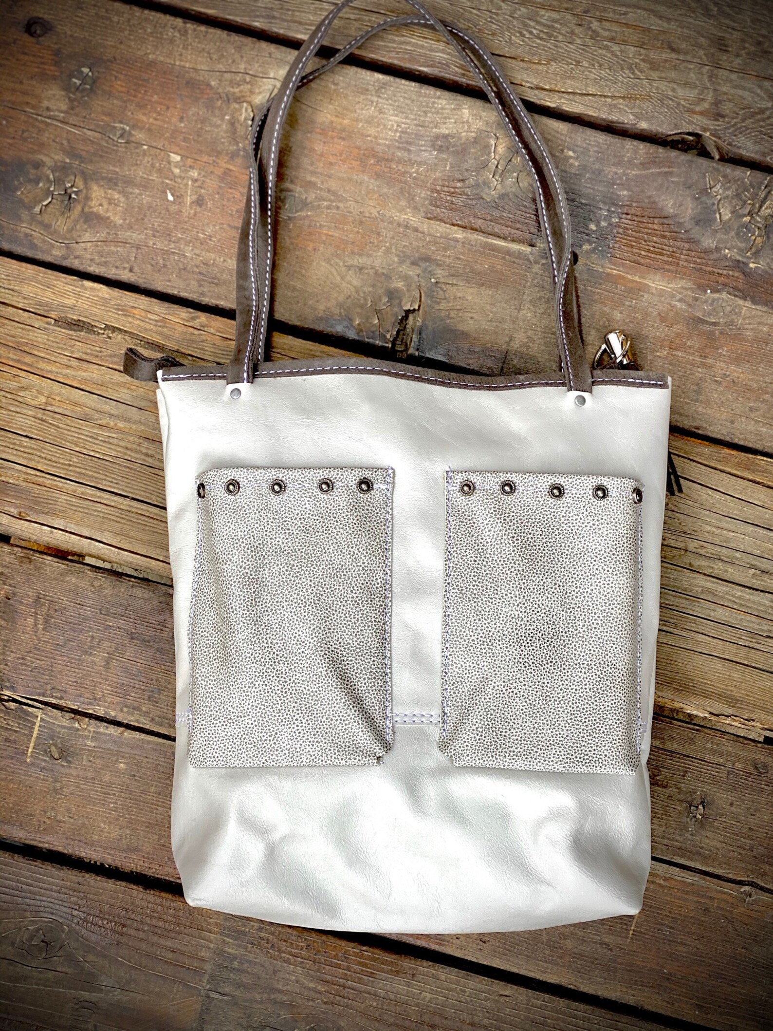 White leather tote leather purse summer purse White leather Etsy