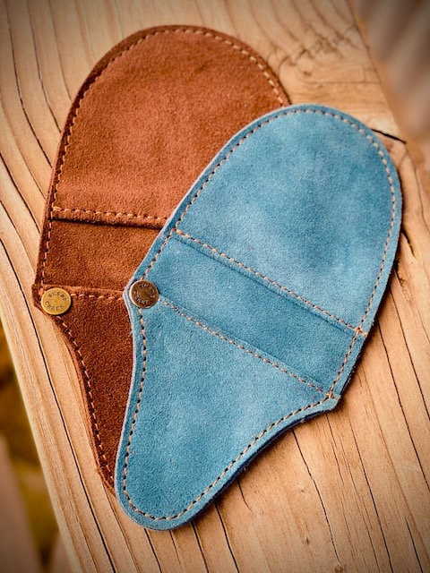 Denim and Leather Pot Holder and Oven Mitt
