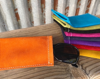 Eye glass case, leather glass case, suede glass case