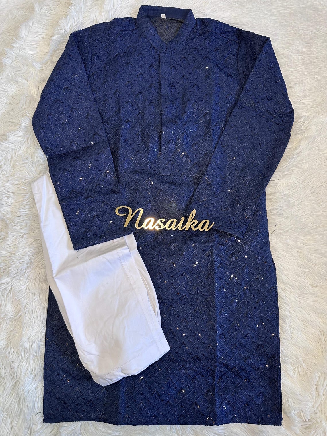 Boys Royal Blue Kurta Pajama Set with Printed Waistcoat main image 0