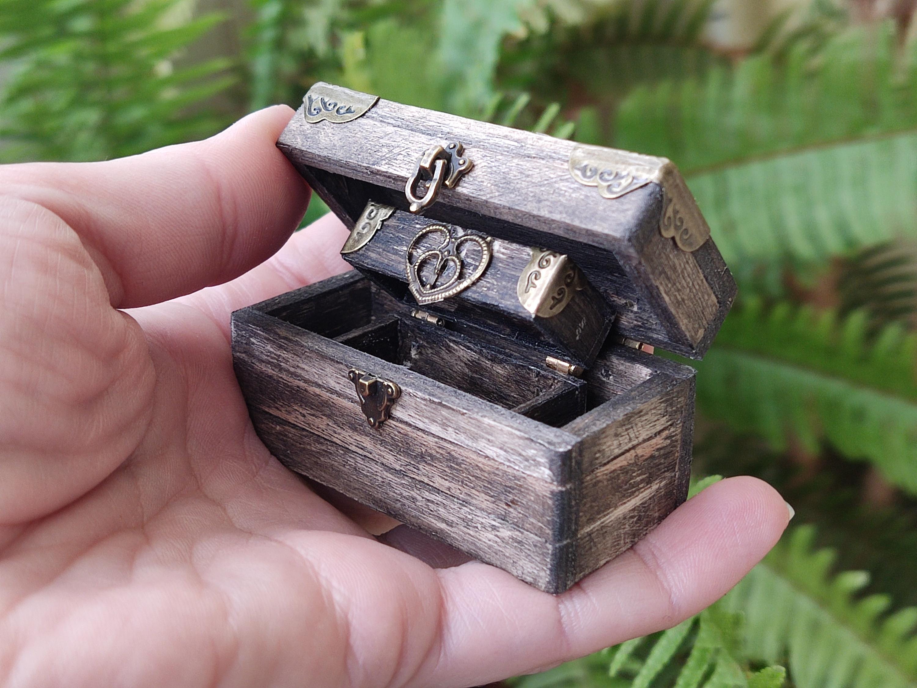Antique Wooden Dollhouse Chest, 1:12 Scale, Halloween Miniature