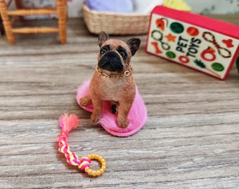 ミニチュア立ち姿フレンチブルドッグ子犬 1/12スケール ジオラマ犬