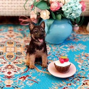 Dollhouse Miniature German Shepherd Puppy - 1:12 Scale