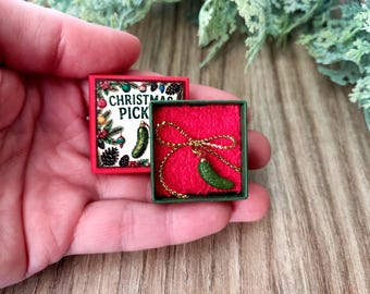 Miniature Pickle Christmas Ornaments, 1:12 Scale Dollhouse Tree Decor.