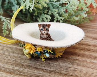 Dollhouse Miniature Bengal Kitten F1 Sculpture 1:12th Scale, OOAK Handmade