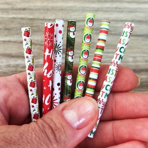 Carta da regalo natalizia in miniatura 1:12 set da 7 pezzi, Natale per casa delle bambole, Accessori natalizi per confezioni regalo per case delle bambole