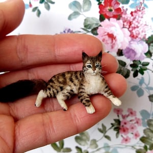 Puppenhaus Miniatur Katze, Miniatur Tiere in 1:12, handgefertigte OOAK Puppenhaus Skulptur, Miniatur Maine Coon Kätzchen