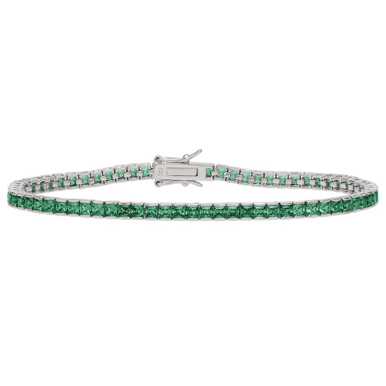 Sterling Silver Emerald Green Tennis Bracelet | Etsy