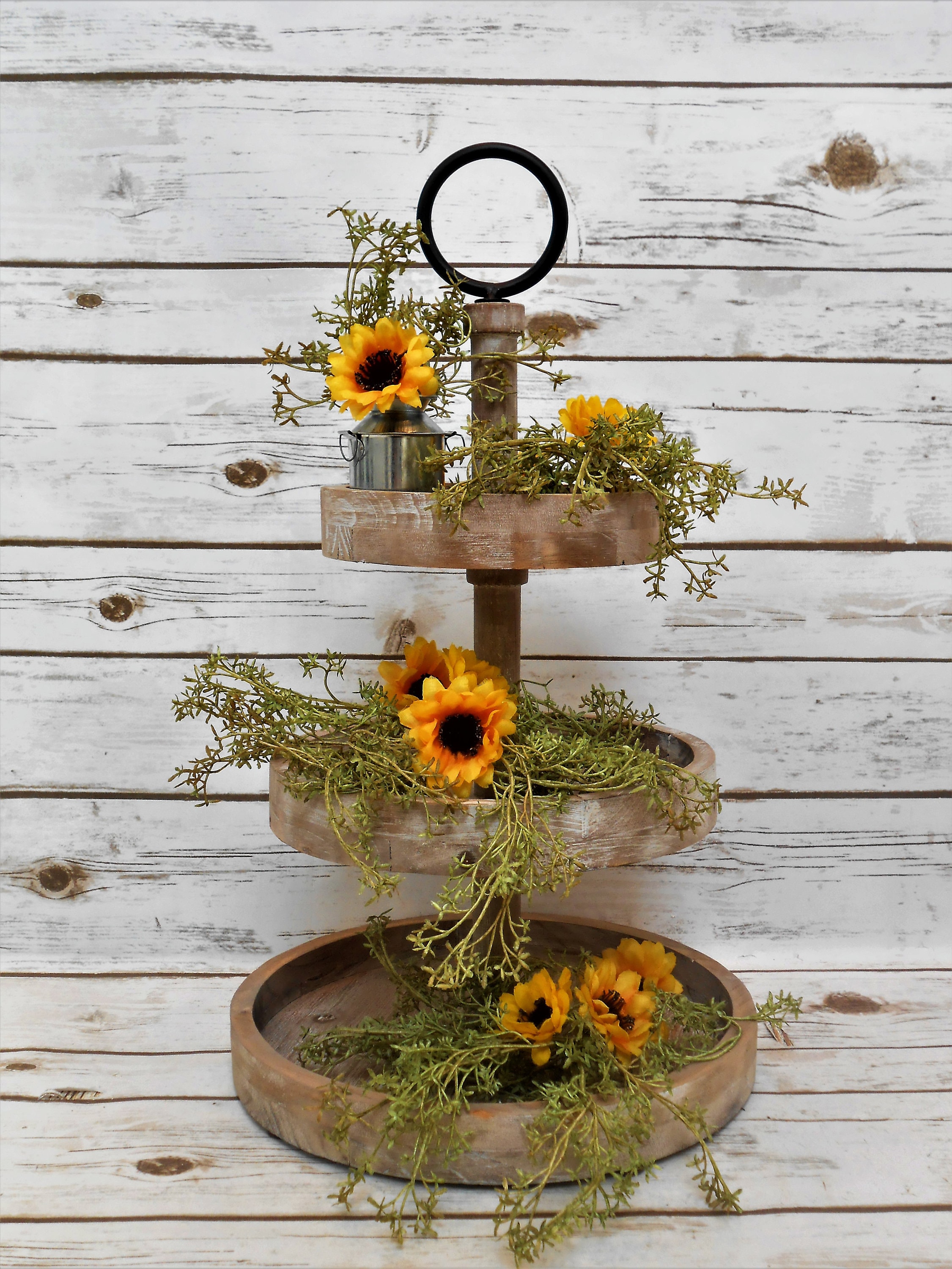 Sunflower Tiered Tray Decor / Rustic Tiered Tray Decor / Tiered Tray ...