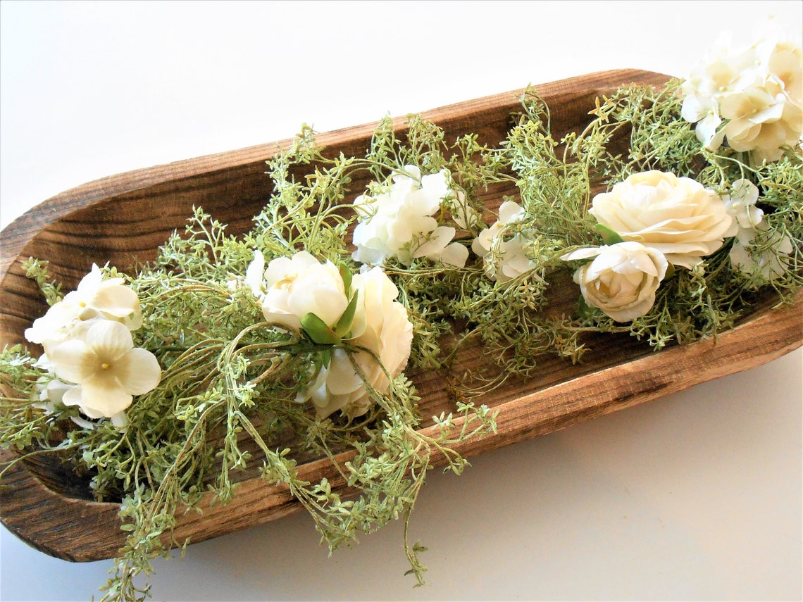 Farmhouse Greenery Dough Bowl Filler / Hydrangea Garland Dough Etsy