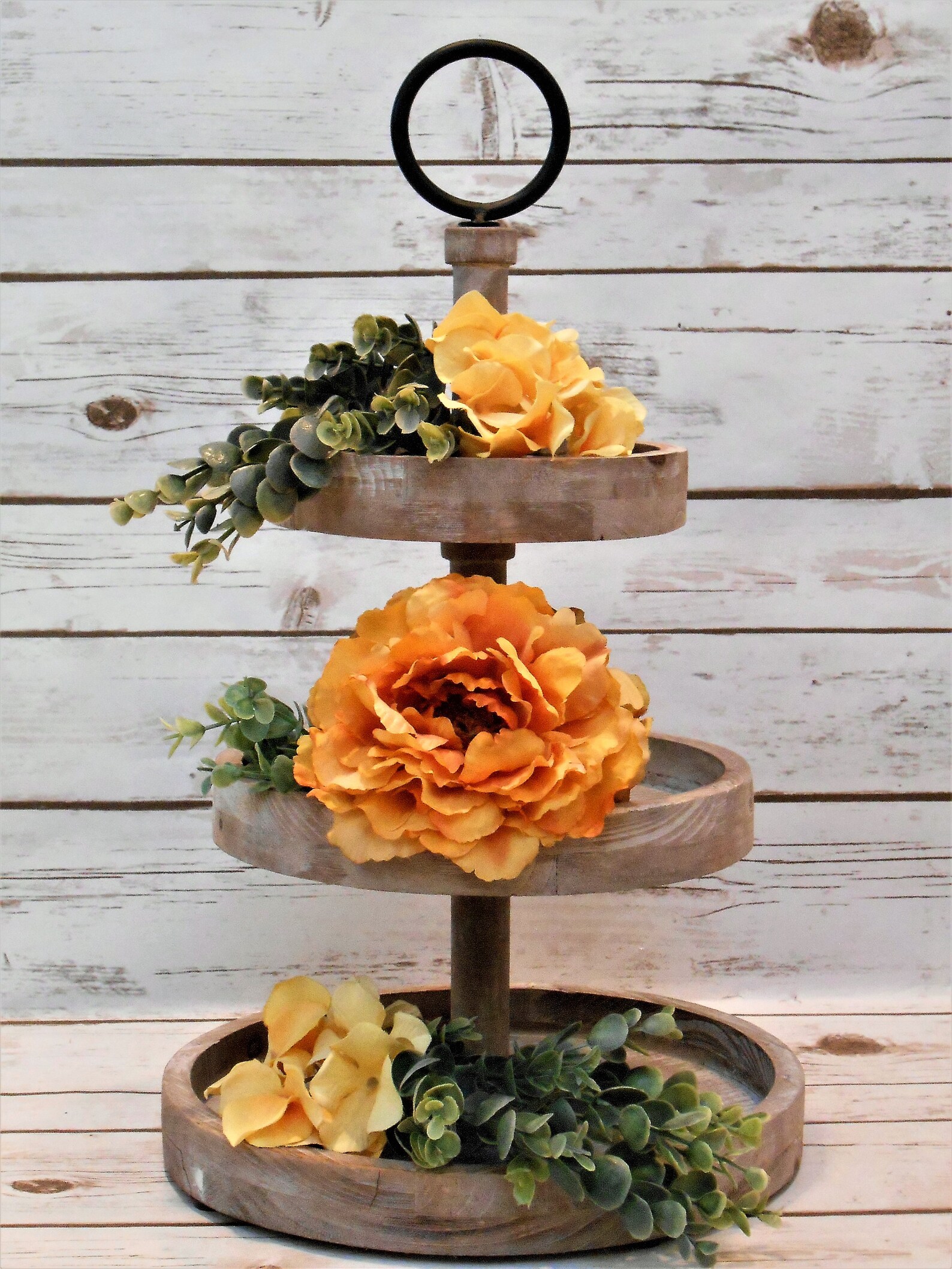 Tiered Tray Floral Decor / Tiered Tray Bundle / Yellow Flower Etsy