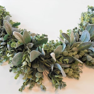 Guirnalda de vegetación / Guirnalda de eucalipto / Guirnalda de orejas de cordero / Guirnalda de boda / Decoración del hogar / Guirnalda de mesa para centro de mesa / Guirnalda de repisa