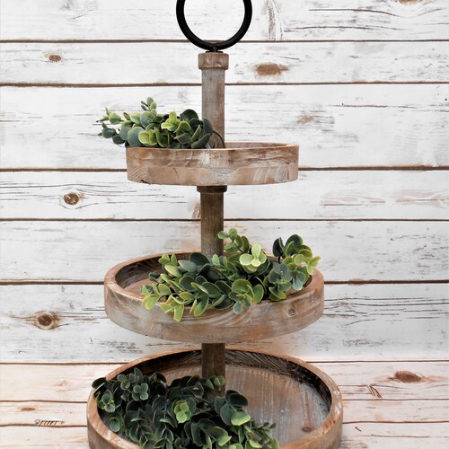 Farmhouse Tiered Tray Bundle / Rustic Kitchen Tray Decor / Etsy