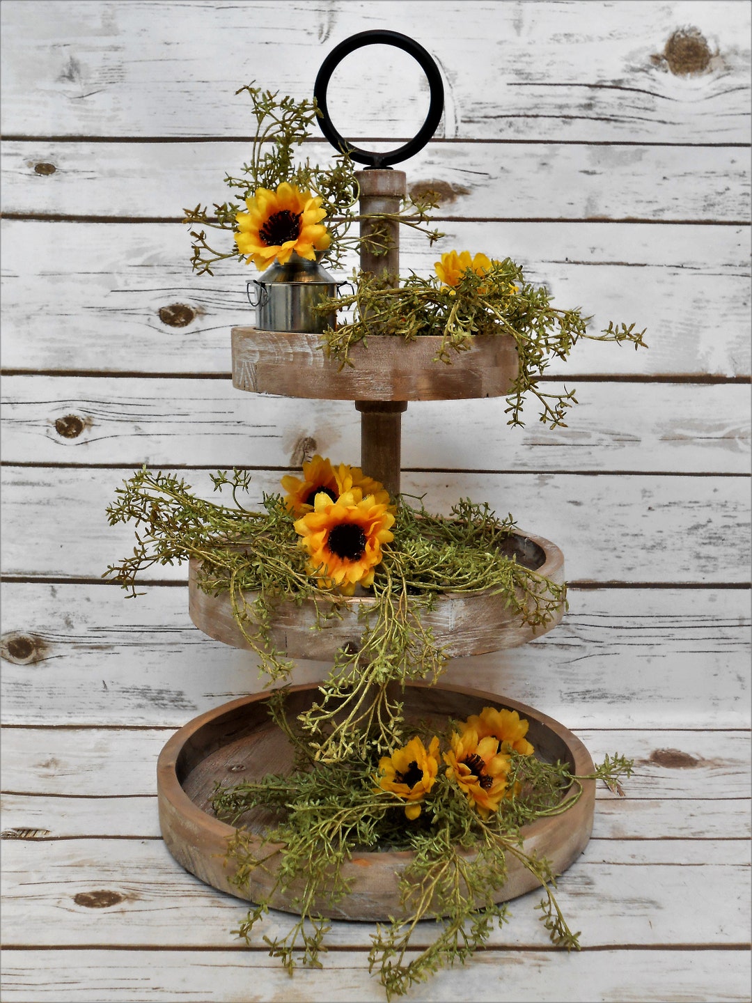 Sunflower Tiered Tray Decor / Rustic Tiered Tray Decor / Tiered Tray ...